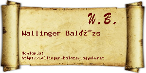Wallinger Balázs névjegykártya